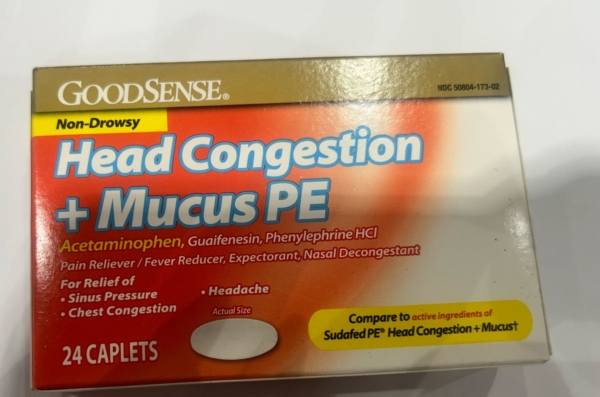 GoodSense® Head Congestion + Mucus PE, 24 Caplets, Perrigo