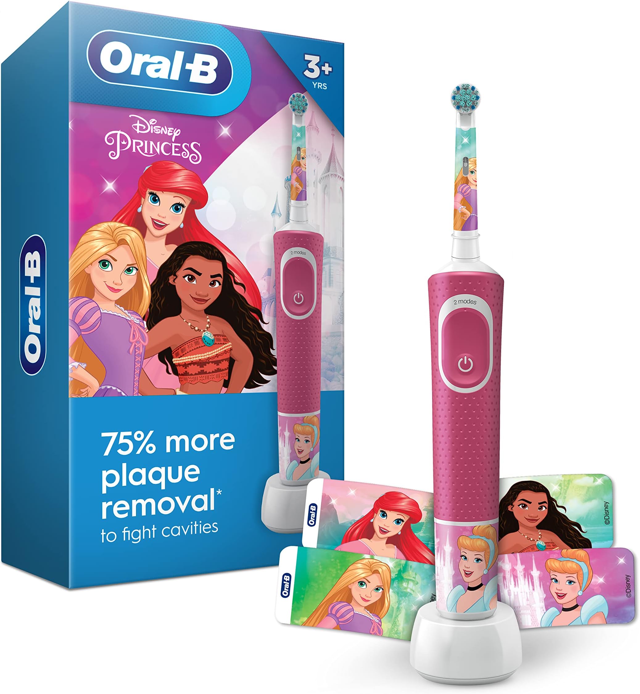Oral-B Kids Electric Toothbrush Featuring Princess. Includes 1 Handle, 1 Brush Head, 1 Charger and 4 Handle Stickers